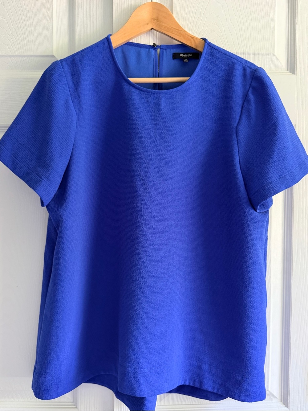 Madewell 1937 Textured Blouse Women’s XL Cobalt Blue Short Sleeve
